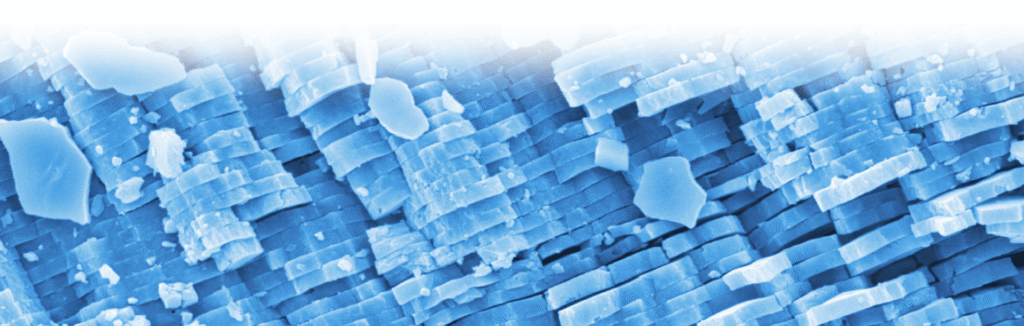 Monochromatic blue photo of biocrystals from a scanning microscope
